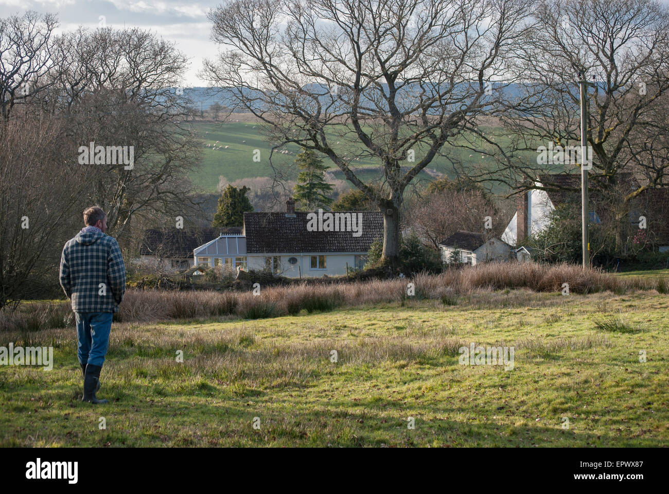 The world from a farmers point of view, taken in Devonshire, UK. Stock Photo