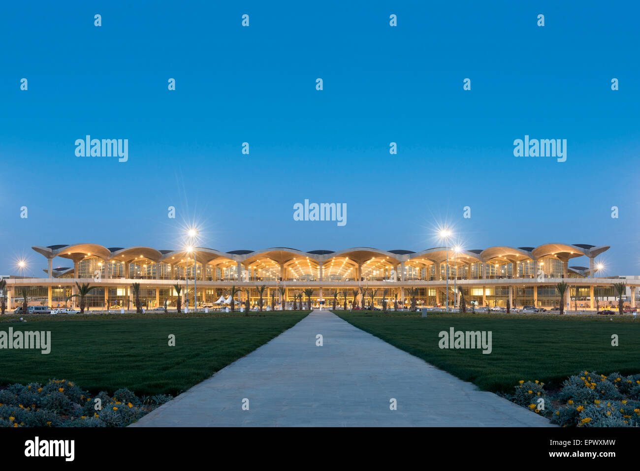 Queen Alia International Airport, Amman, Jordan. Elevation at night Stock Photo