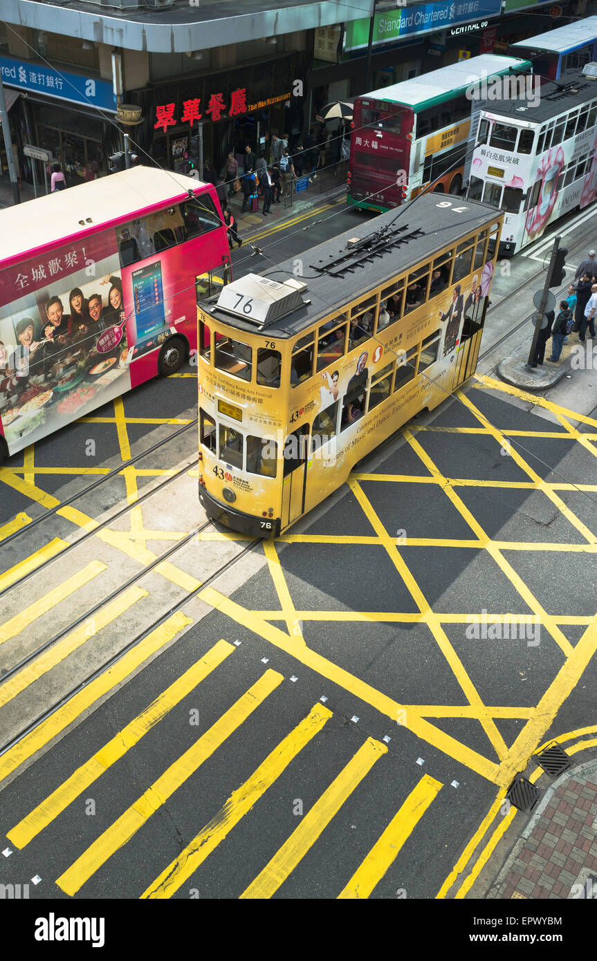 dh Des Voeux Road CENTRAL HONG KONG Trams and buses Hong Kong road junction tram Stock Photo