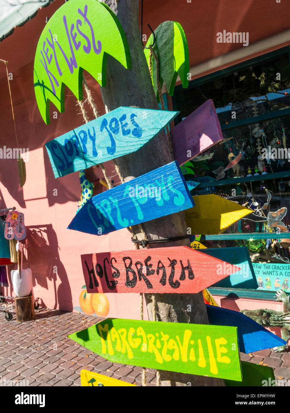 Kiitschy Humorous Directional Sign Post, Dunedin, Florida, USA Stock ...