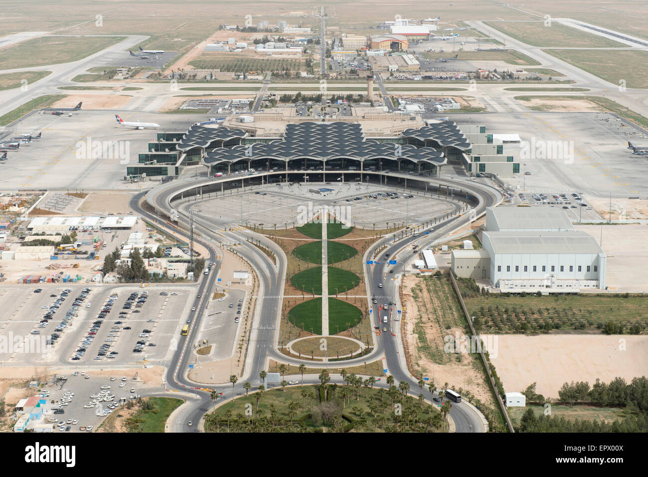 Aerial Queen Alia International Airport, Amman, Jordan. Stock Photo