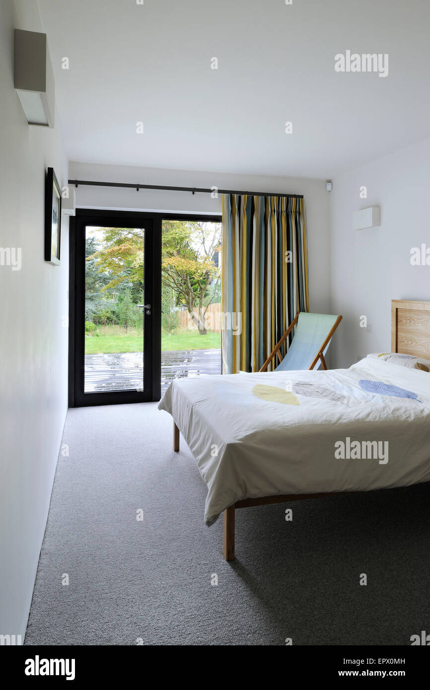 Guest bedroom, lower ground floor in Tresithney, Cornwall, UK Stock Photo