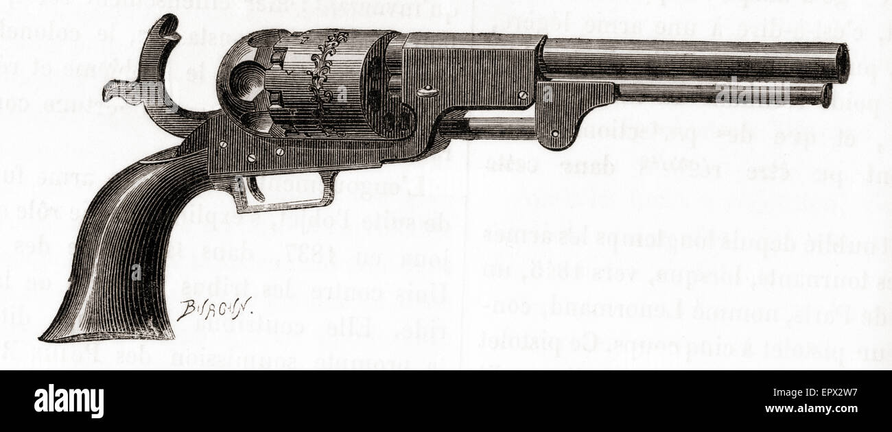 Colt Dragoon revolver, Whitneyville model with square-backed trigger guard.  Circa 1848. Stock Photo
