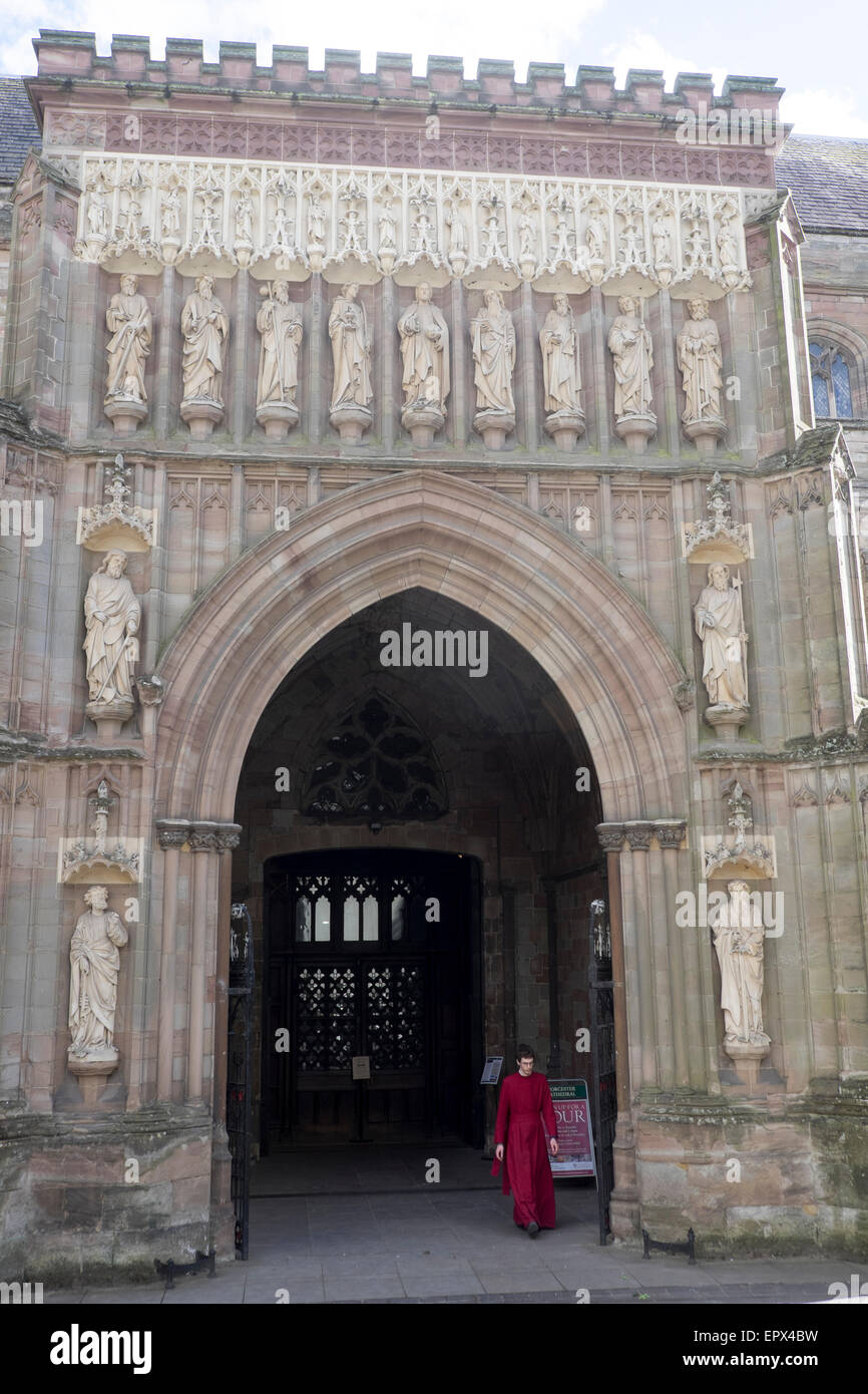 North door entrance to Worcester Cathedral Stock Photo
