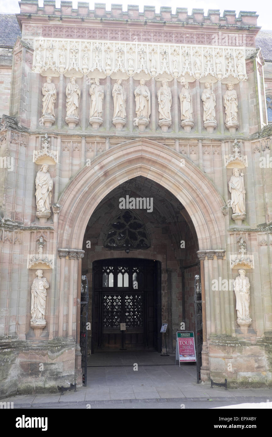 North door entrance to Worcester Cathedral Stock Photo