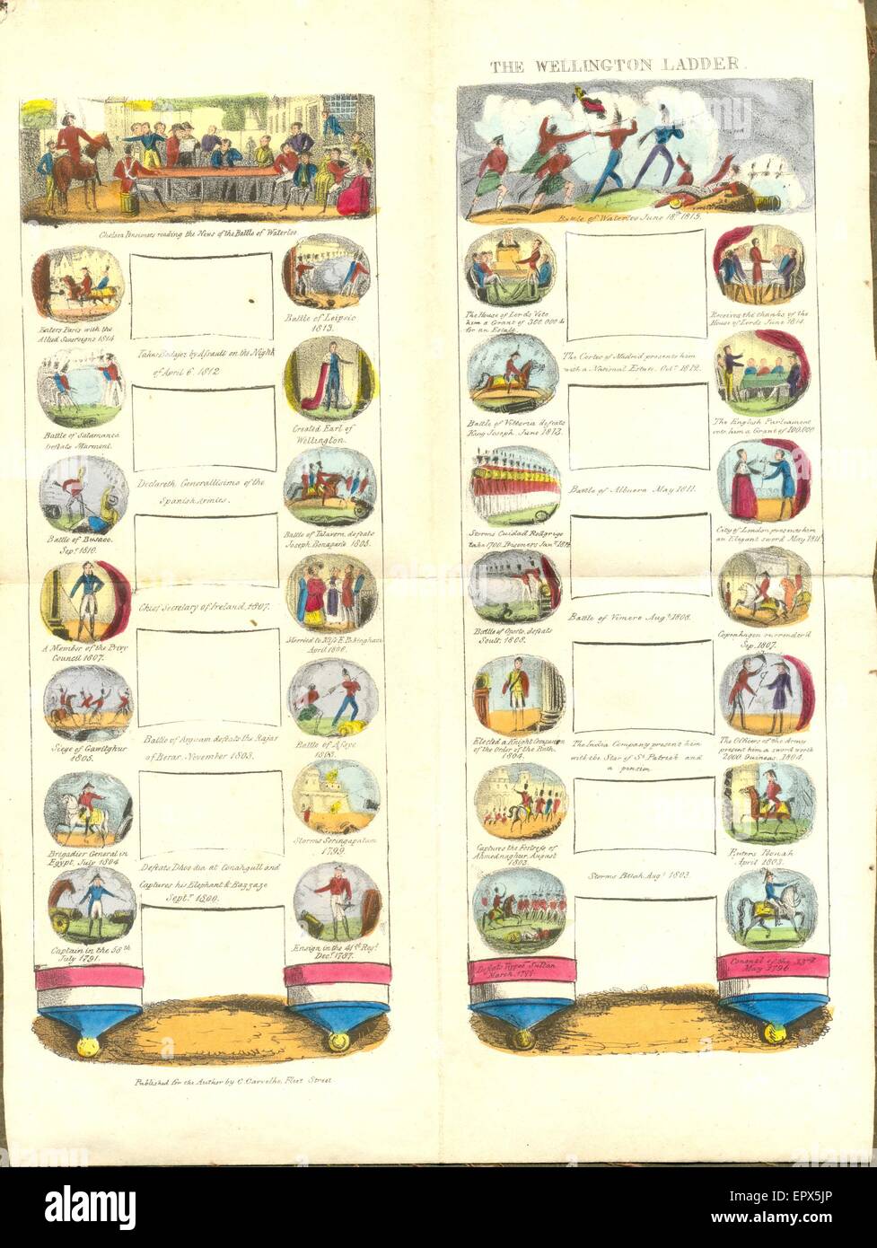 hand coloured board game on The Life and Military Adventures of the