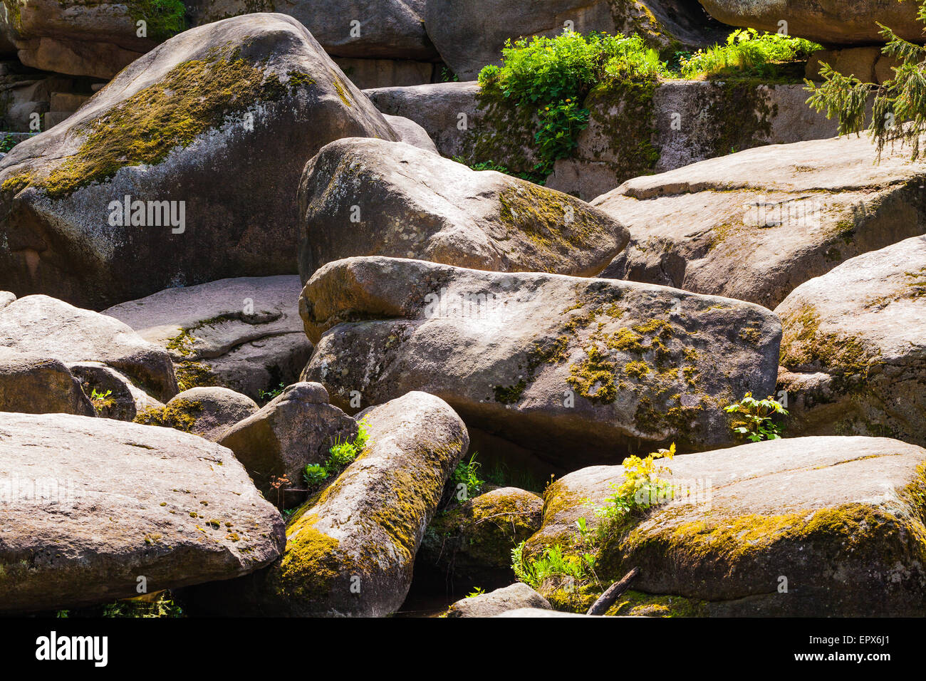 huge rocky boulders covered with moss closeup Stock Photo - Alamy