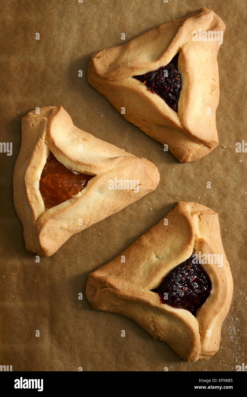 Three fresh baked Italian raspberry and apricot pastries Stock Photo ...