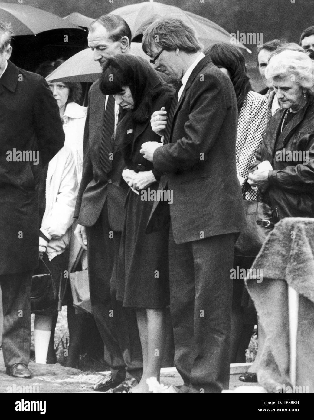 Funeral of Pauline Reade, 6th August 1987. The remains of Pauline Reade, were found on Saddleworth Moor, near Oldham, in the early hours of 1st July 1987. Pauline Reade was abducted and killed by Ian Brady and Myra Hindley on 12th July 1963. Pictured, Joa Stock Photo