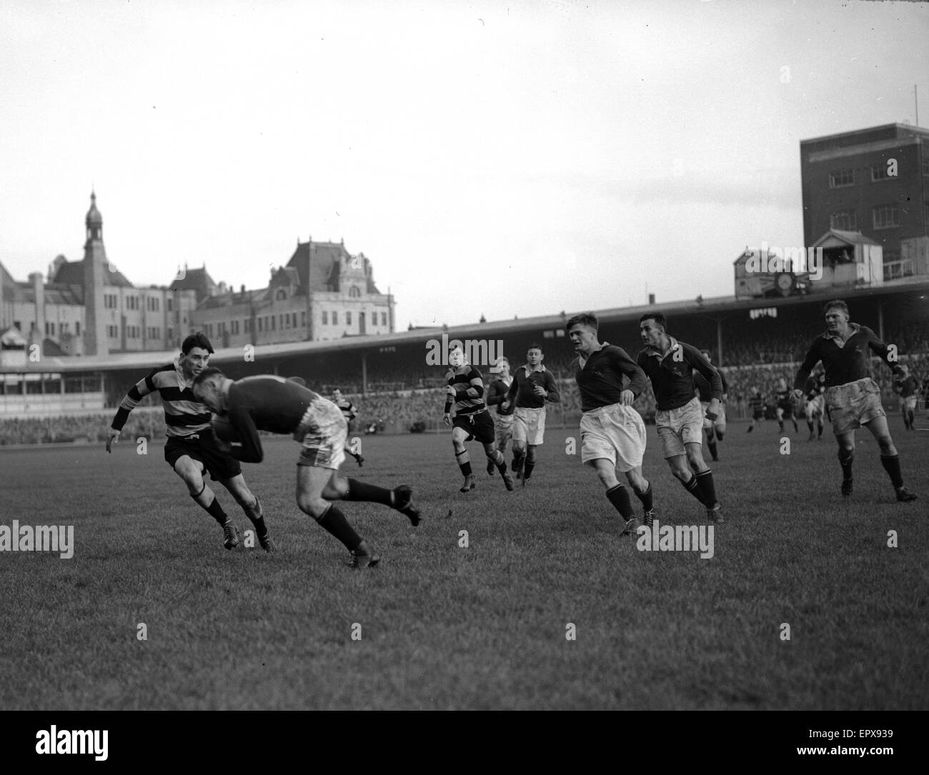 Action from the Cardiff v South Africa at Cardiff Arms Park. South Africa won the match 11 - 9 20th October 1951 Stock Photo