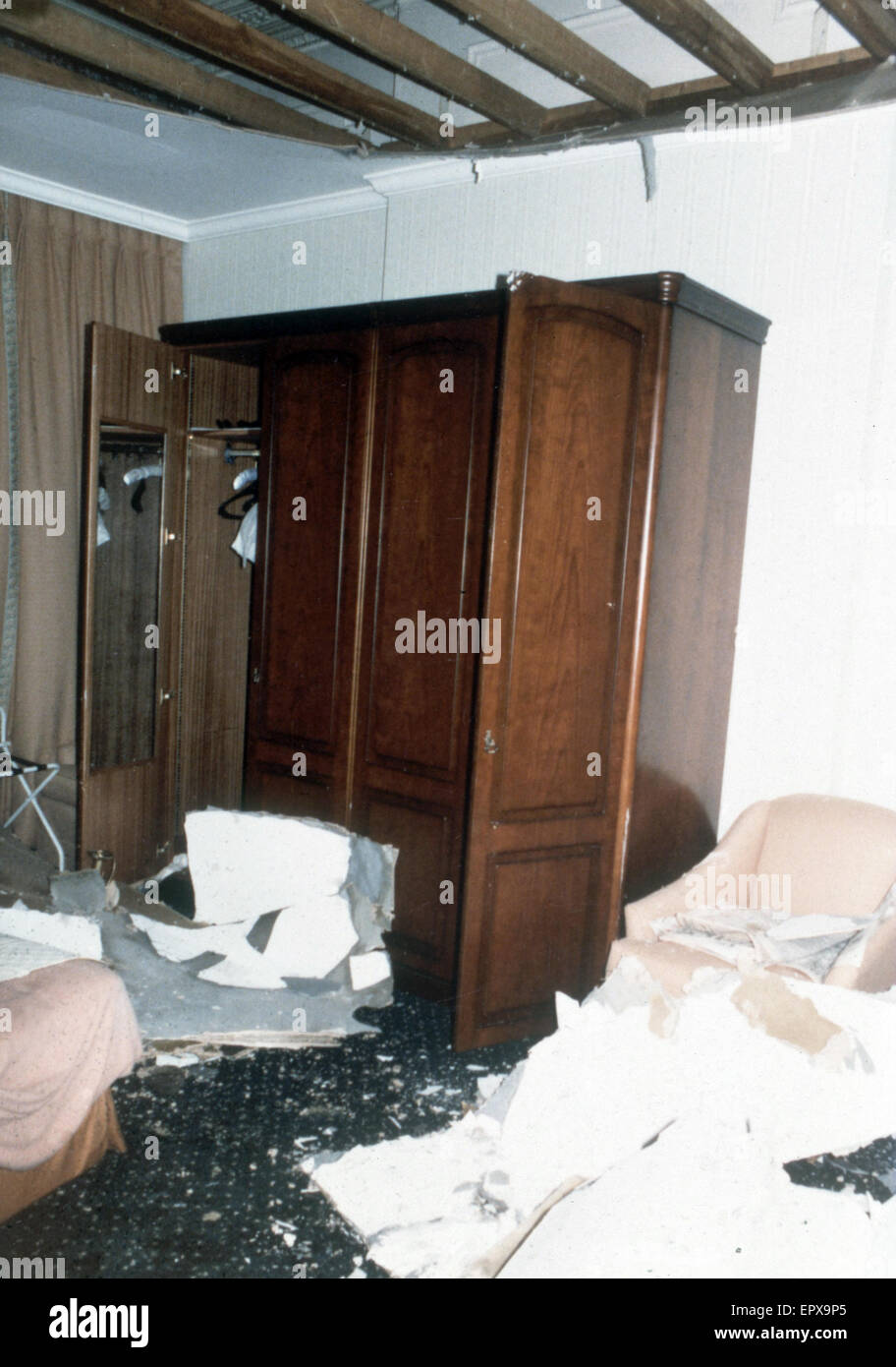 Interior view showing damage to the bedroom occupied by Margaret and