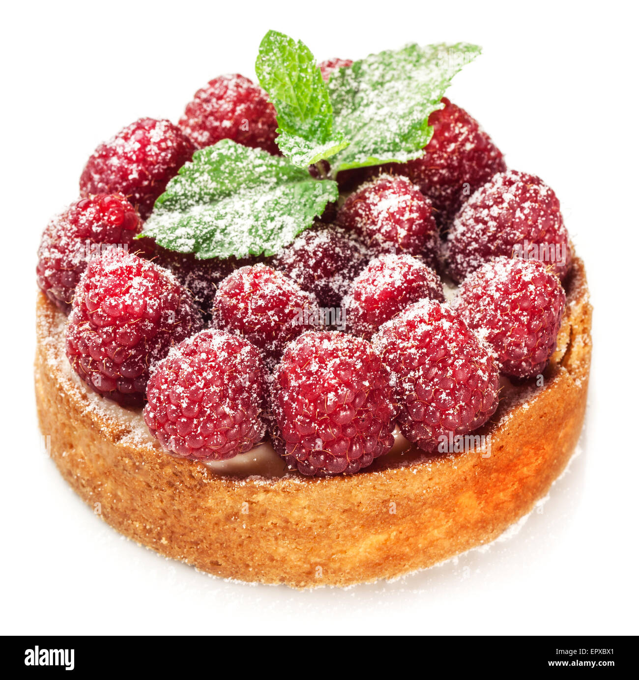 Raspberry tart isolated on a white background. Stock Photo
