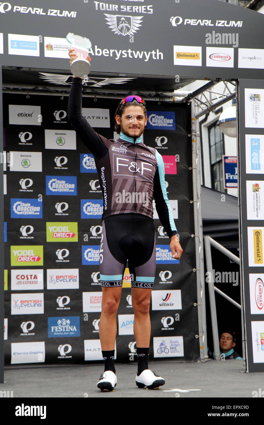 Aberystwyth, UK. 22nd May, 2015. Winner of the Hill Climb race in the Pearl Izumi Tour Series in Aberystwyth George Harper of ONE Pro Cycling team. Credit:  Jon Freeman/Alamy Live News Stock Photo