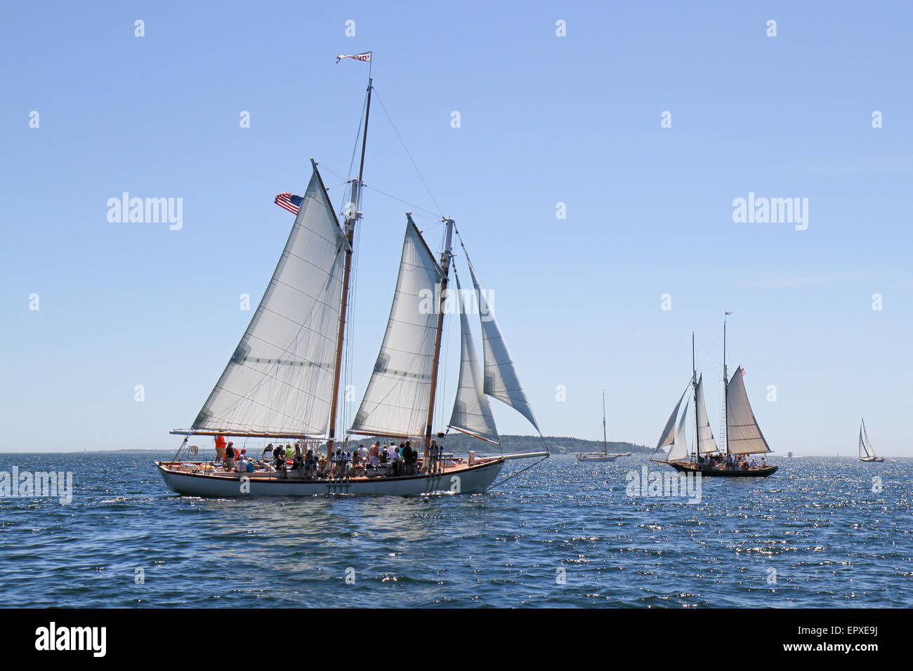 The Schooner Eastwind Under Sail Stock Photo