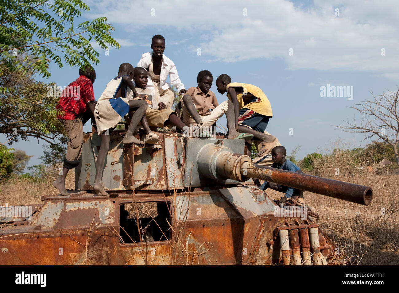 South Sudan, Lakes state, Rumbek, wreck armoured car FV601 Saladin, the tank was captured by SPLA from SAF during second sudanese civil war Stock Photo