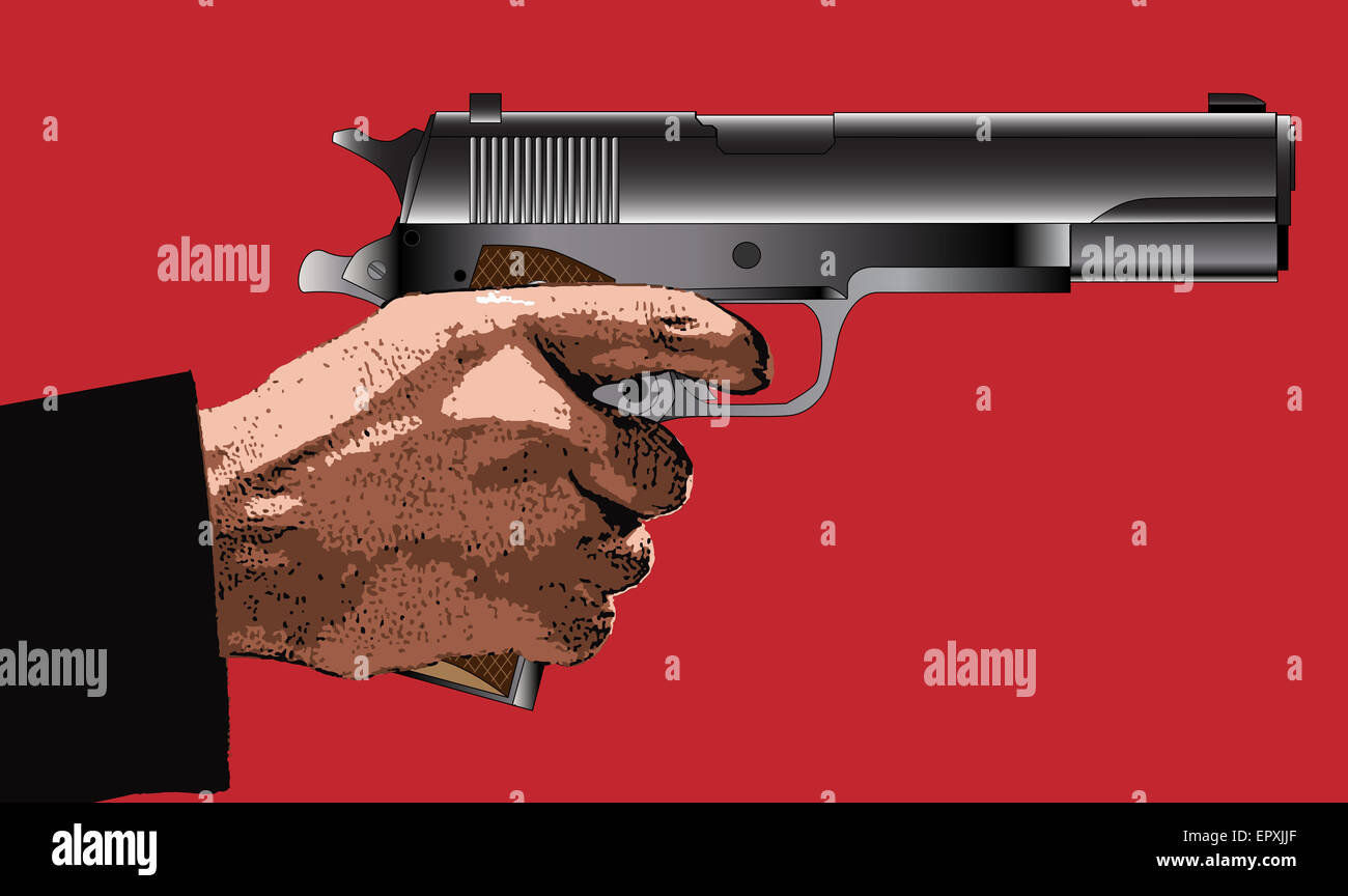 A typical 45 automatic hand gun with hand Stock Photo - Alamy