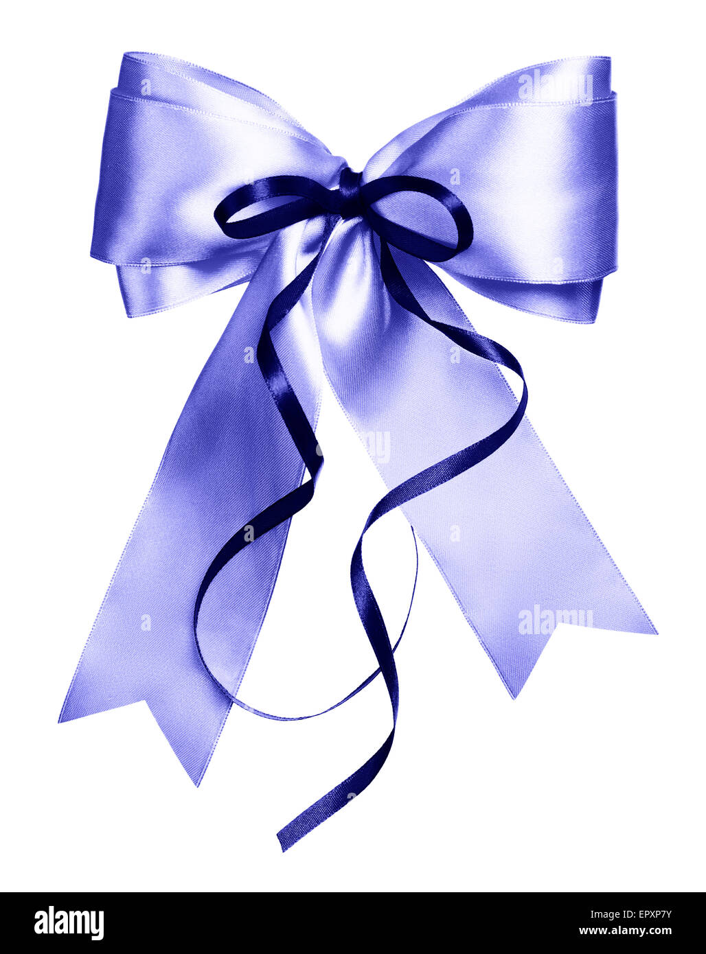 blue bow with dark ribbon made from silk isolated Stock Photo - Alamy