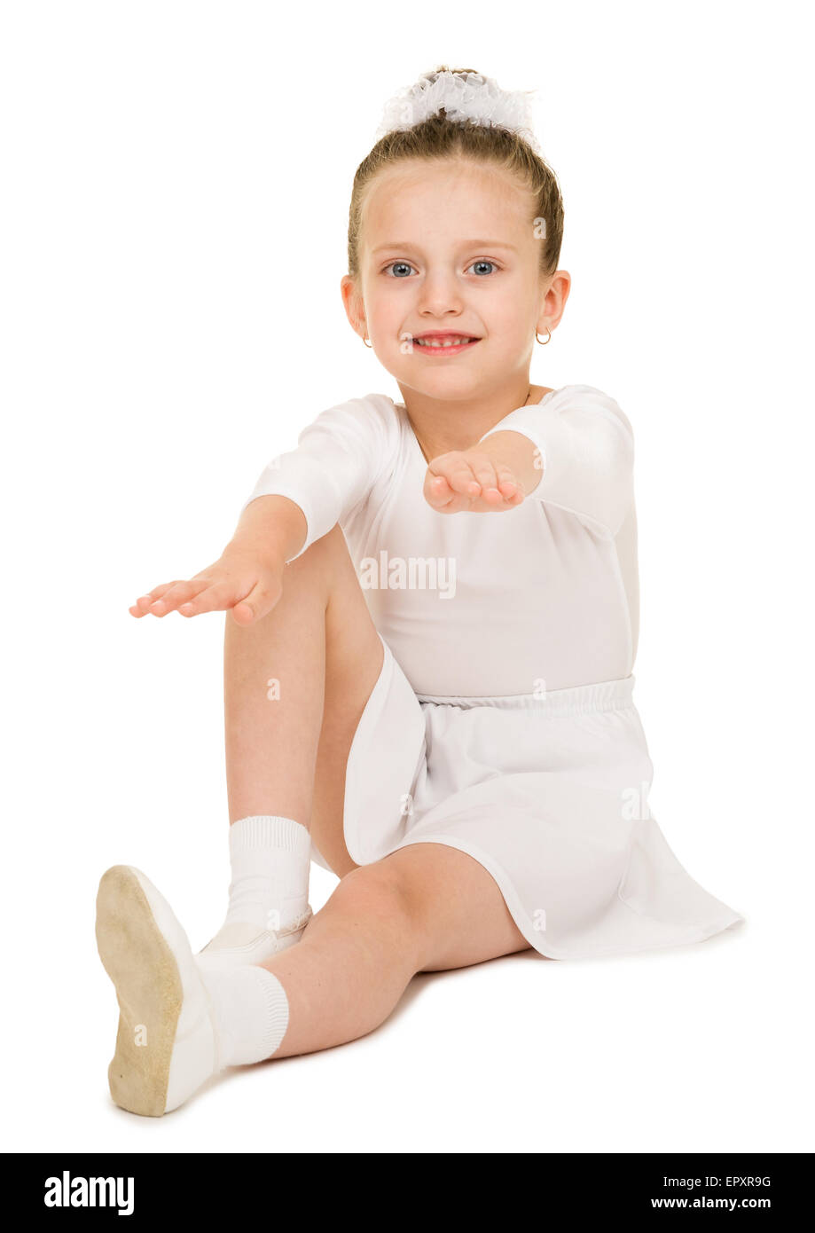 little girl in white ball gown Stock Photo Alamy