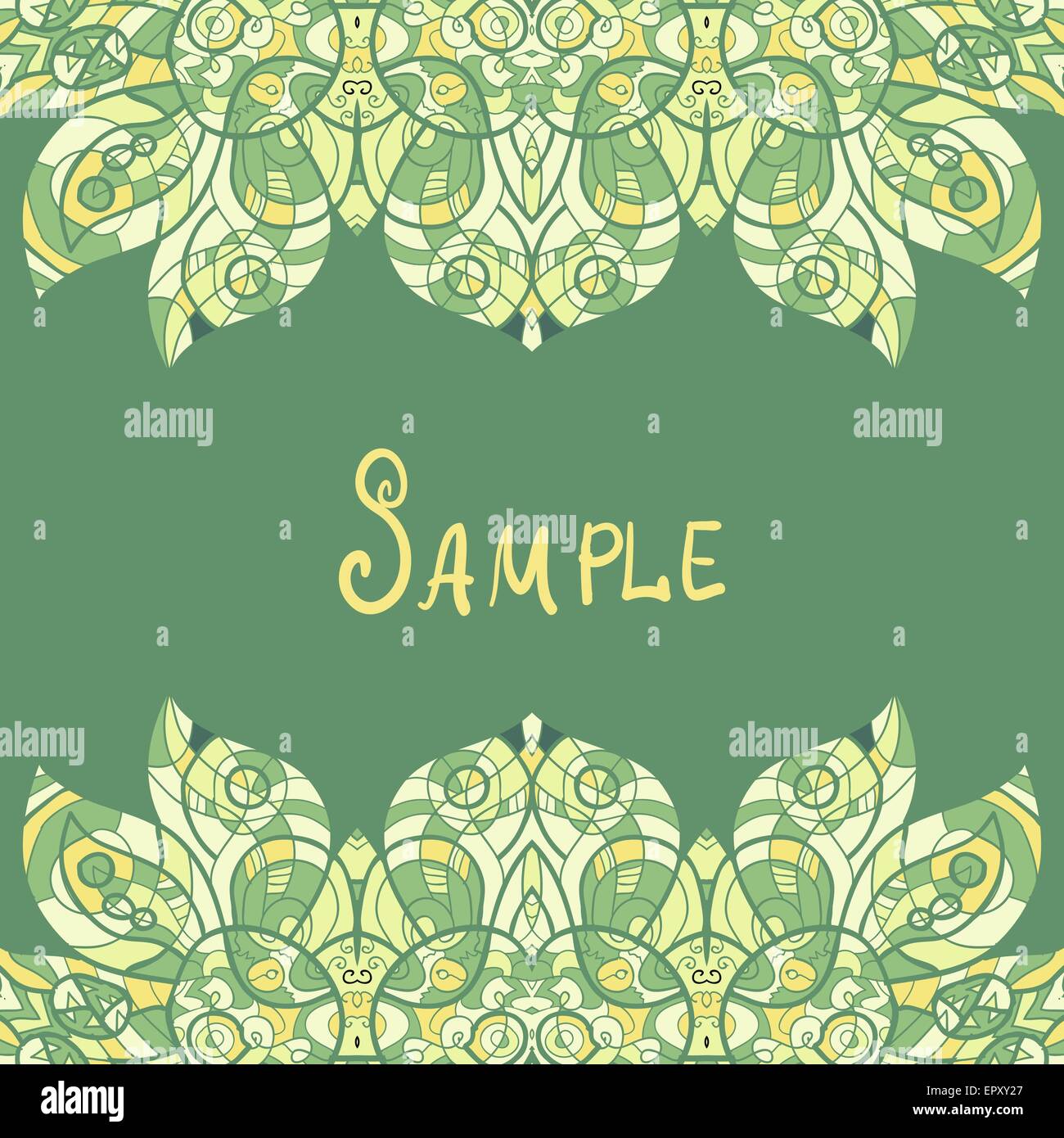 Card template for print design. Ethnic paisley ornament Stock Vector