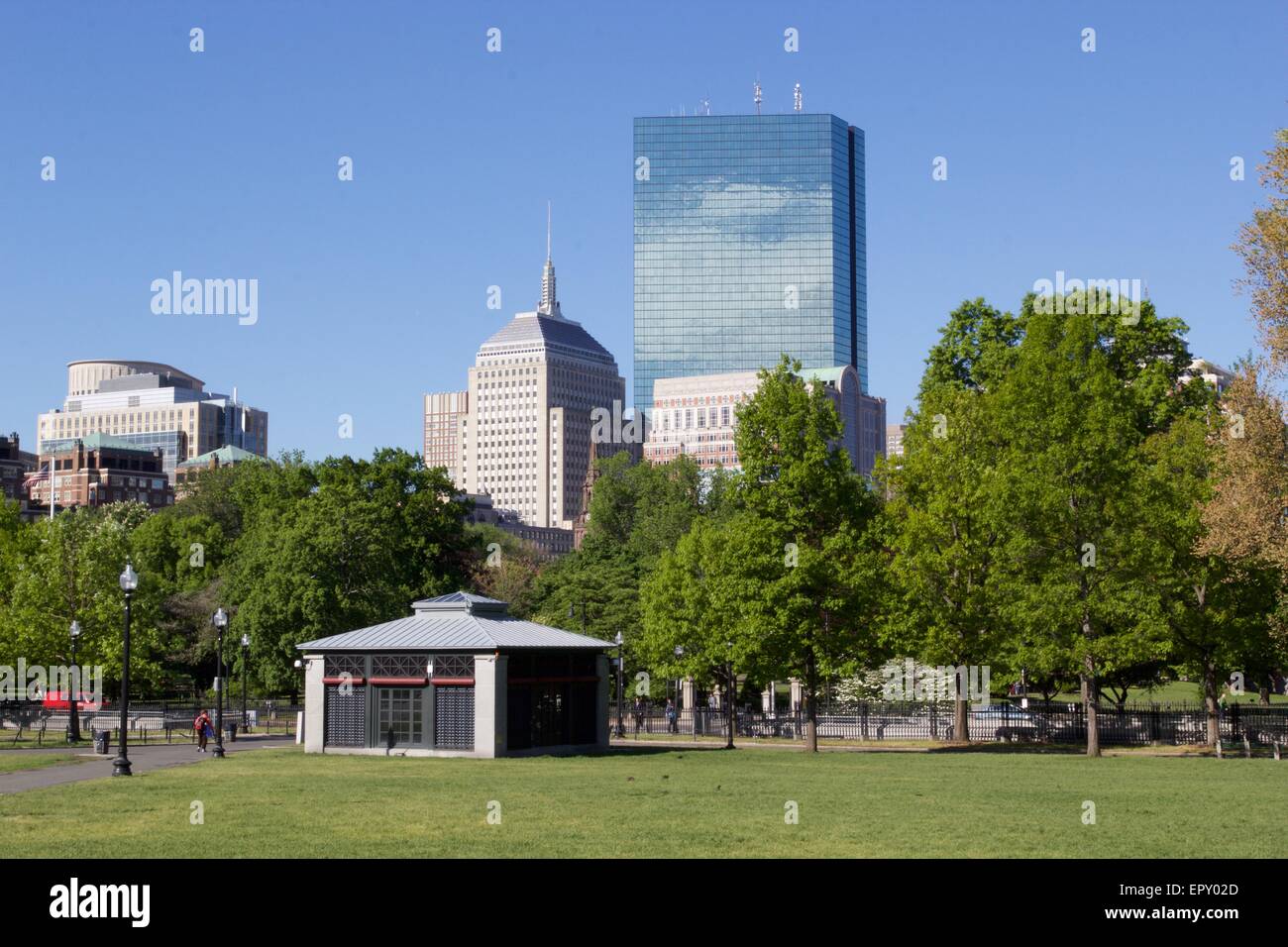 View of Buildings from Boston Common, Massachusetts, USA Stock Photo