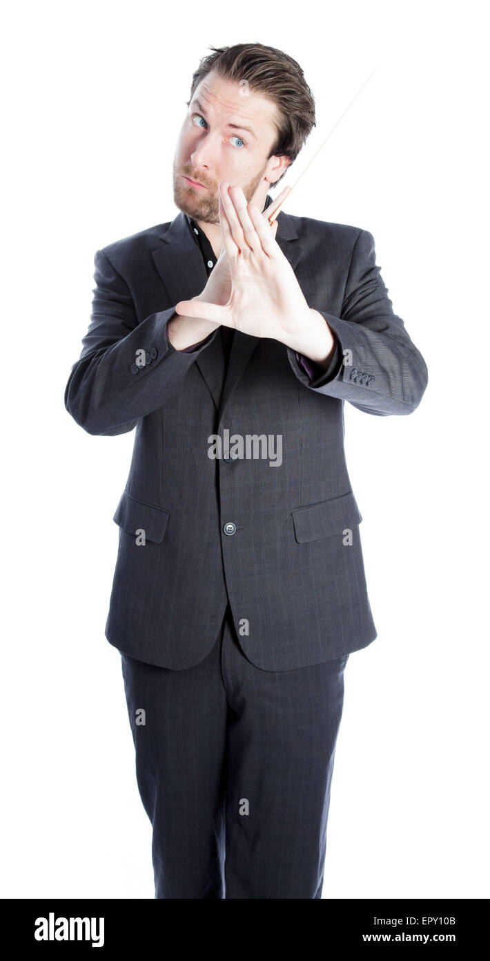 Attractive 30 years old caucasion man shot in studio isolated on a white background Stock Photo