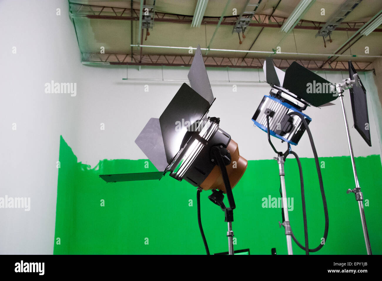 Floodlights in a film studio Stock Photo Alamy