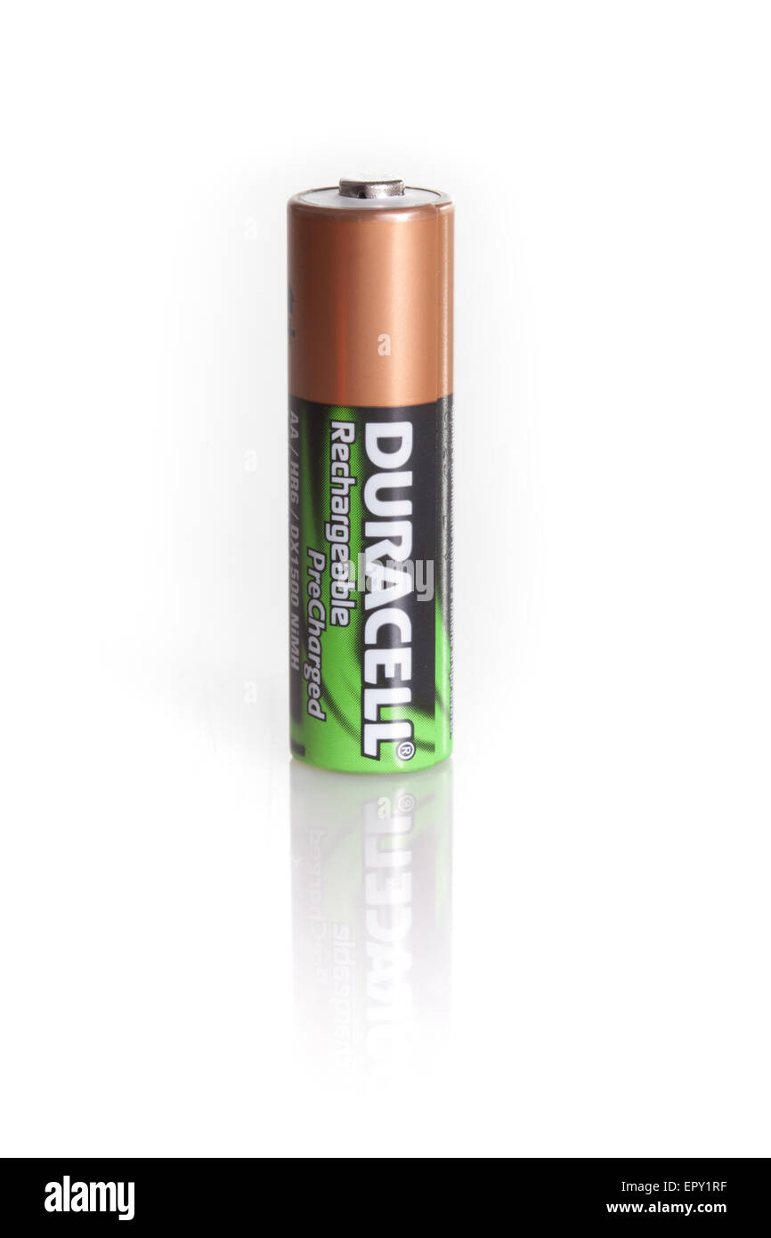 Duracell rechargeable battery isolated on a white background Stock Photo -  Alamy