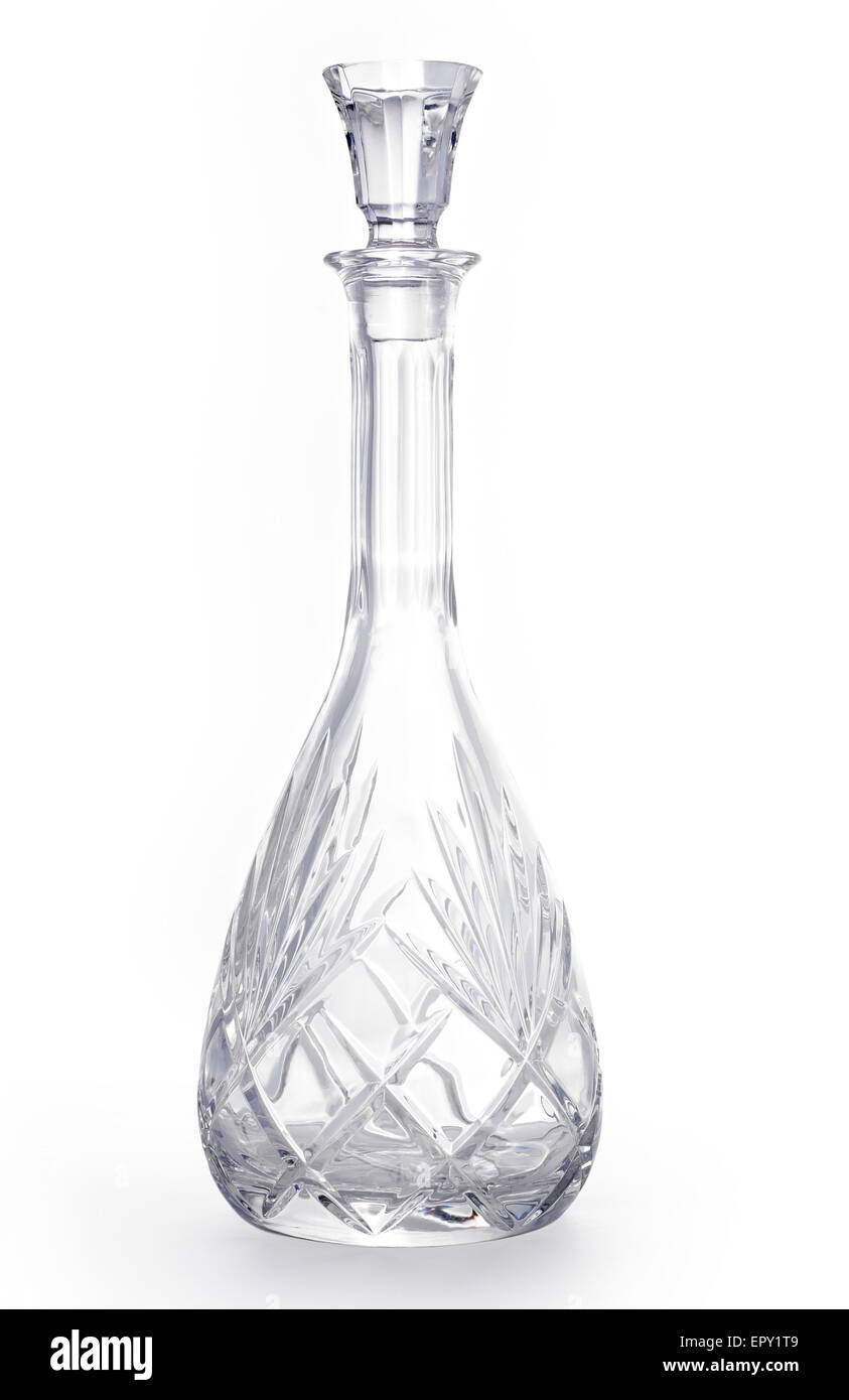 crystal wine carafe isolated on a white background Stock Photo