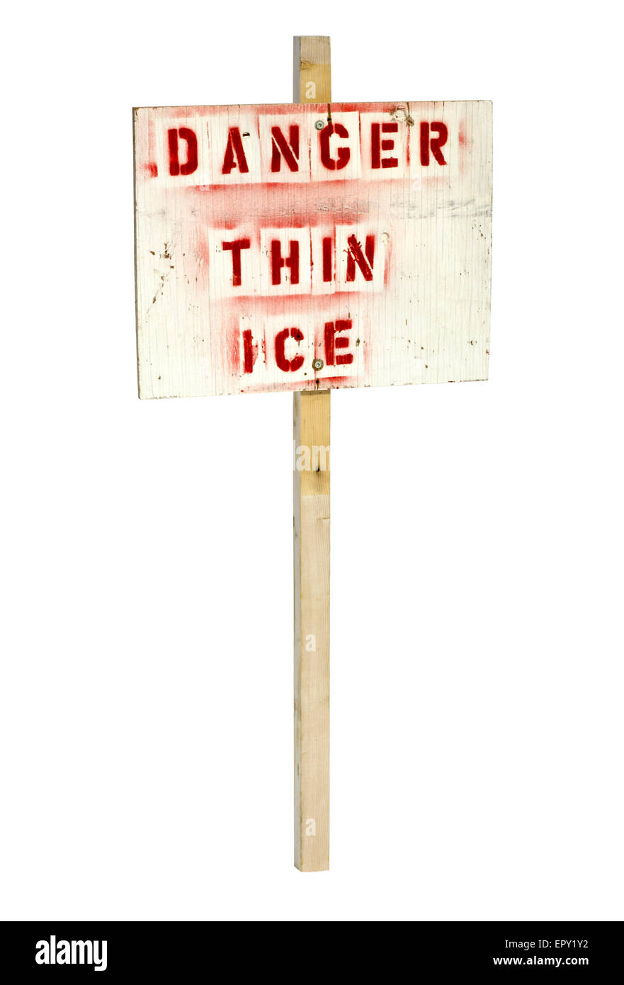 Danger thin ice warning sign Cut Out Stock Images & Pictures - Alamy