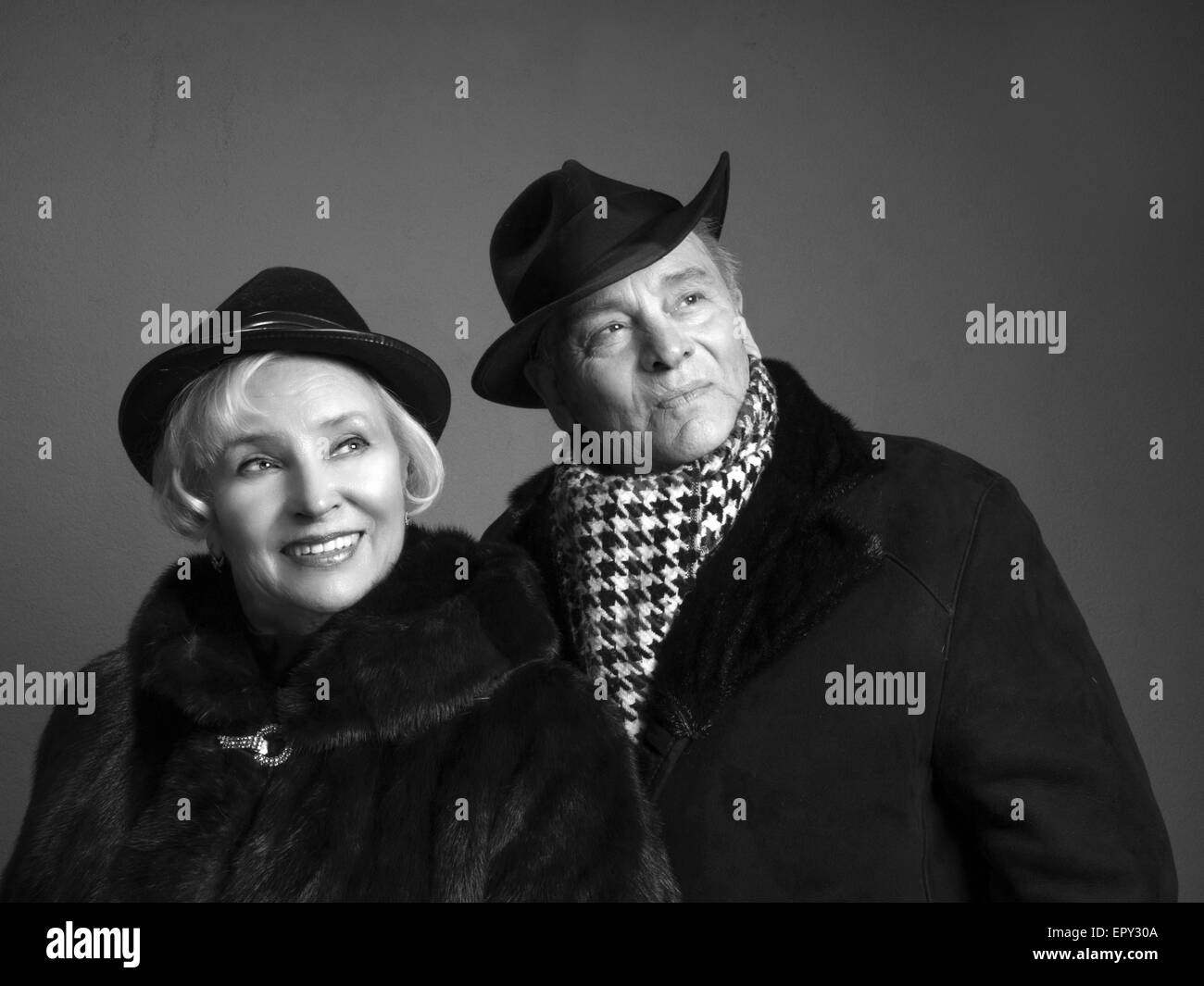 Feb. 19, 2014 - Studio portrait of a middle-aged couples, dressed in a fur coat. © Igor Golovniov/ZUMA Wire/ZUMAPRESS.com/Alamy Live News Stock Photo