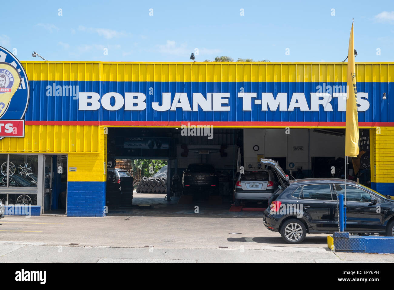 Bob Jane T Marts auto tyre repairs garage in Bondi junction Sydney,Australia. Stock Photo