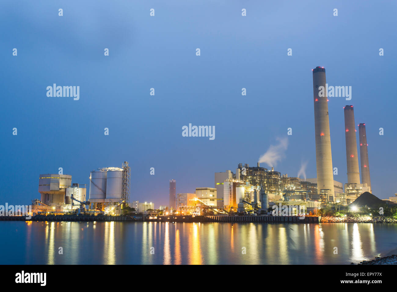 Power plant at night Stock Photo - Alamy