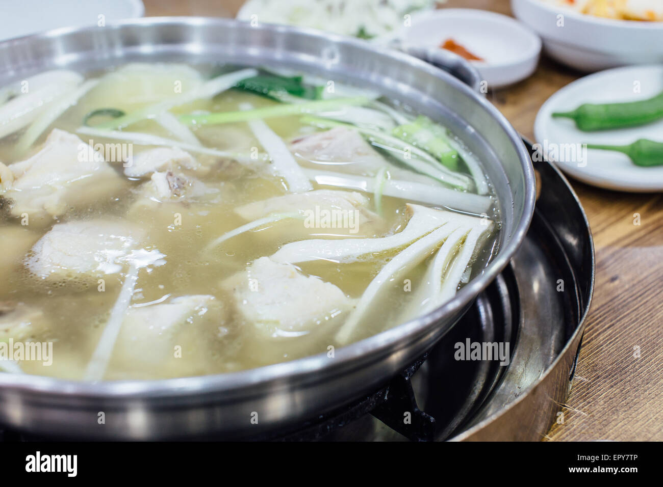 Korea style chicken in soup Stock Photo Alamy