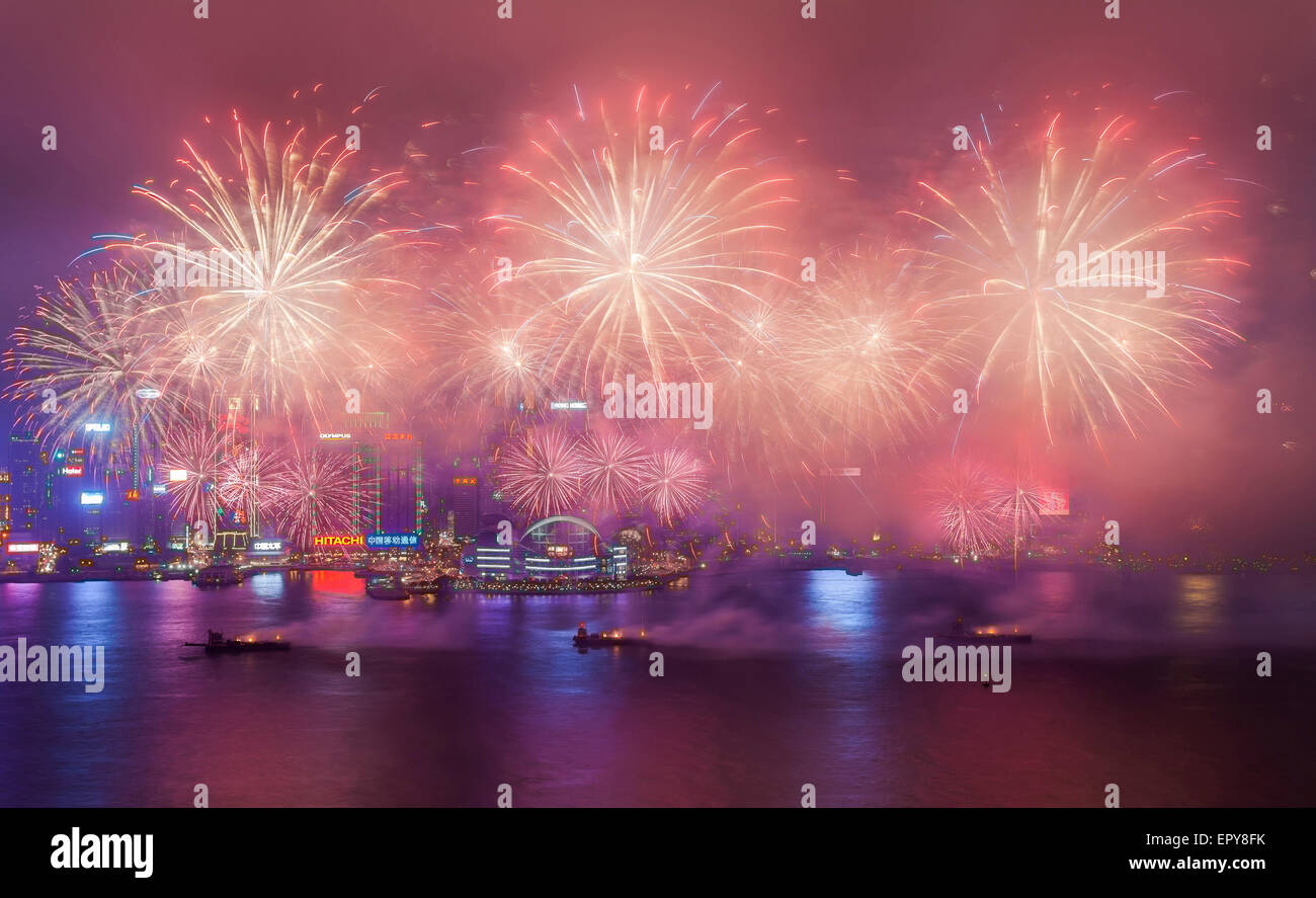 HONG KONG - FEBRUARY 20, Hong Kong Chinese New Year Fireworks at