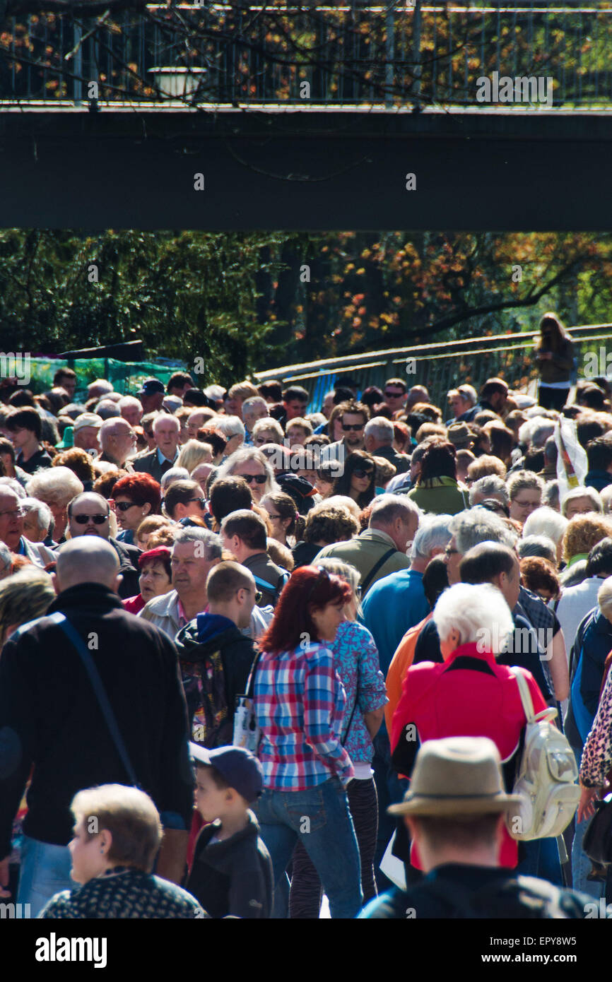 crowd of people at a fair Stock Photo