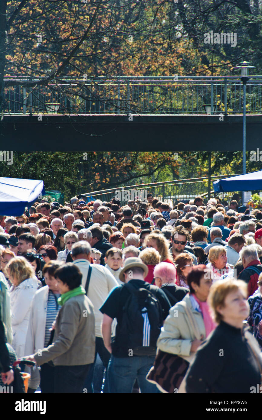crowd of people at a fair Stock Photo