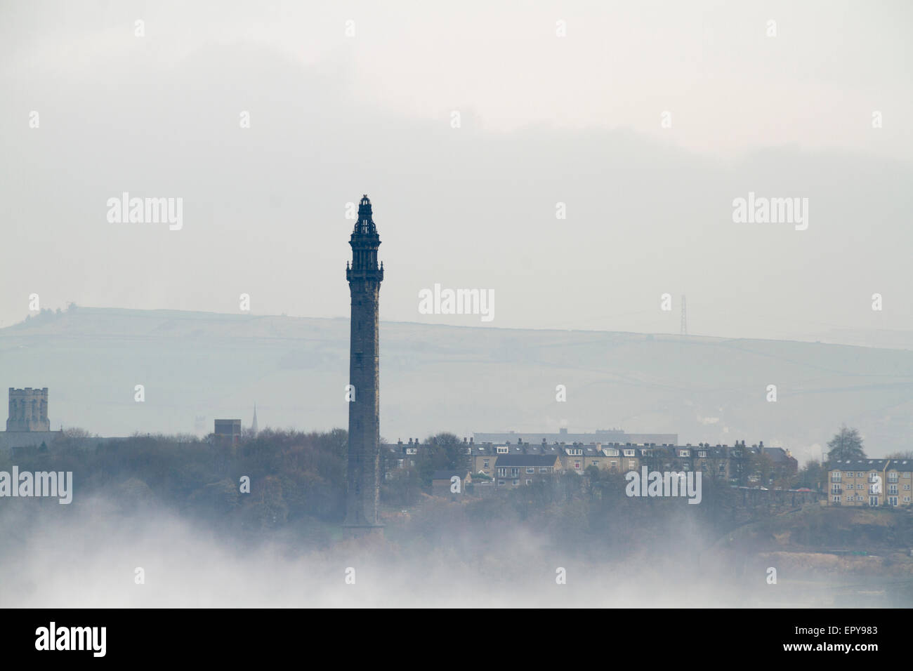 Wainhouse Tower, Halifax, West Yorkshire, England from Norland Stock Photo