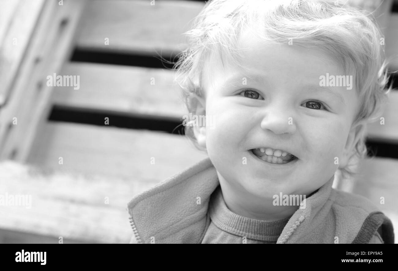 Happy kid child smiling face Black and White Stock Photos & Images - Alamy