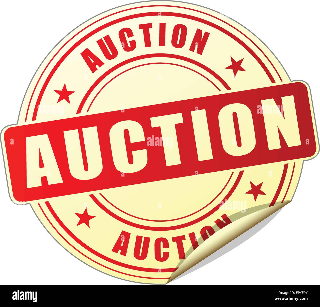 illustration of auction red sticker on white background Stock Vector ...
