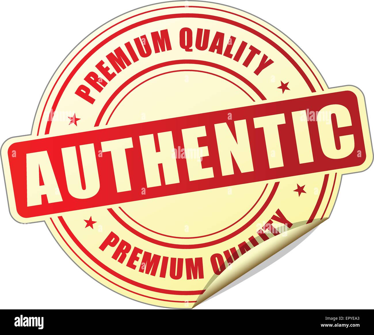 illustration of authentic red sticker on white background Stock Vector
