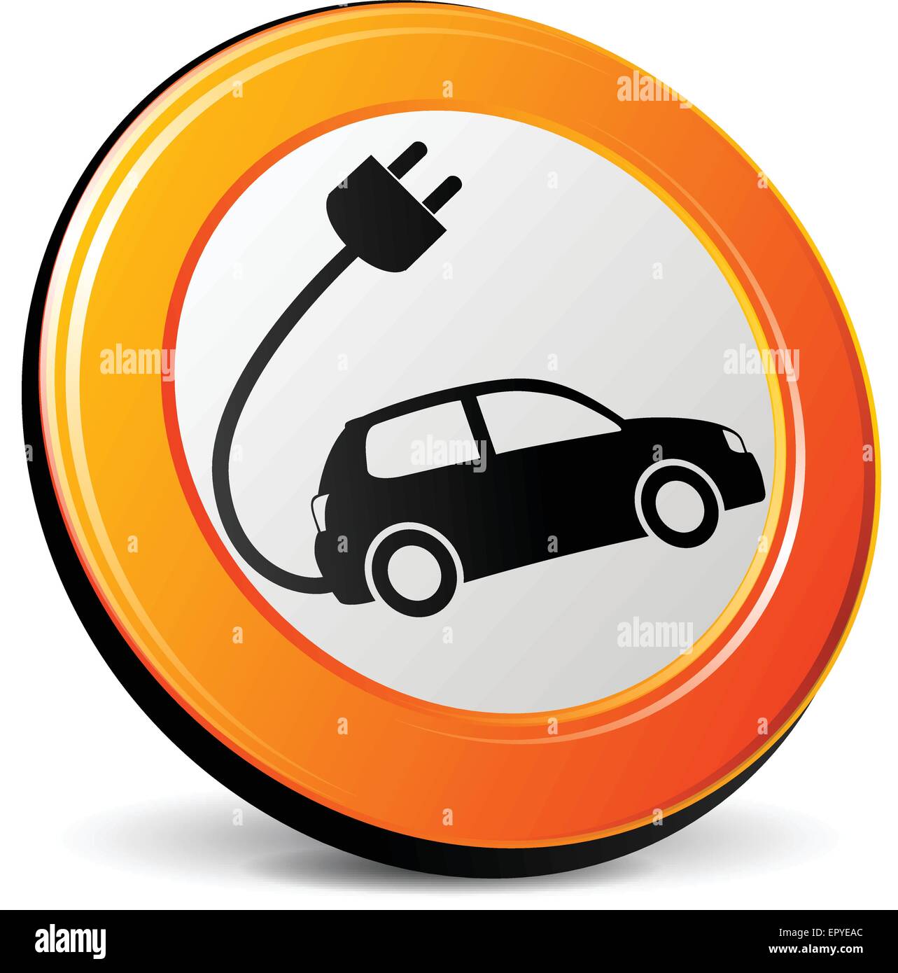 illustration of electric car 3d design orange icon Stock Vector