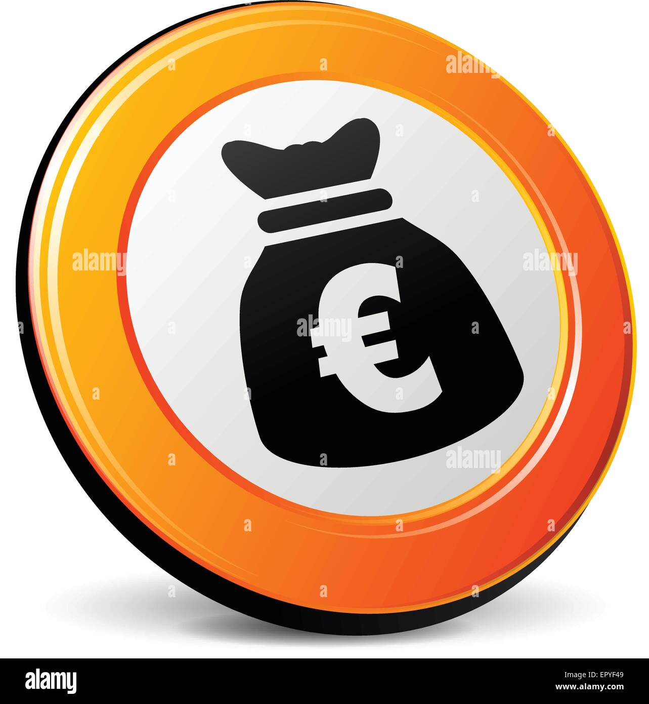 illustration of euro 3d design orange icon Stock Vector