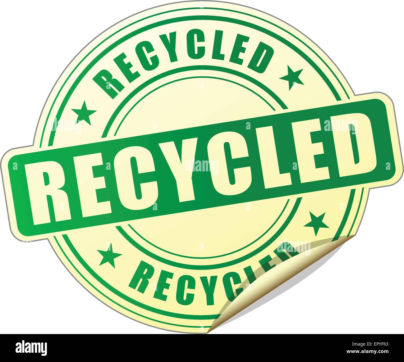 illustration of recycled green sticker on white background Stock Vector