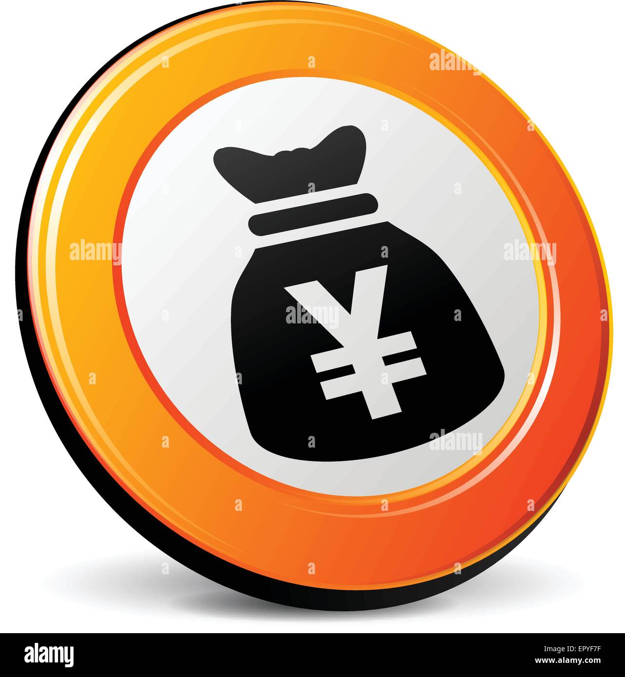 illustration of yen 3d design orange icon Stock Vector