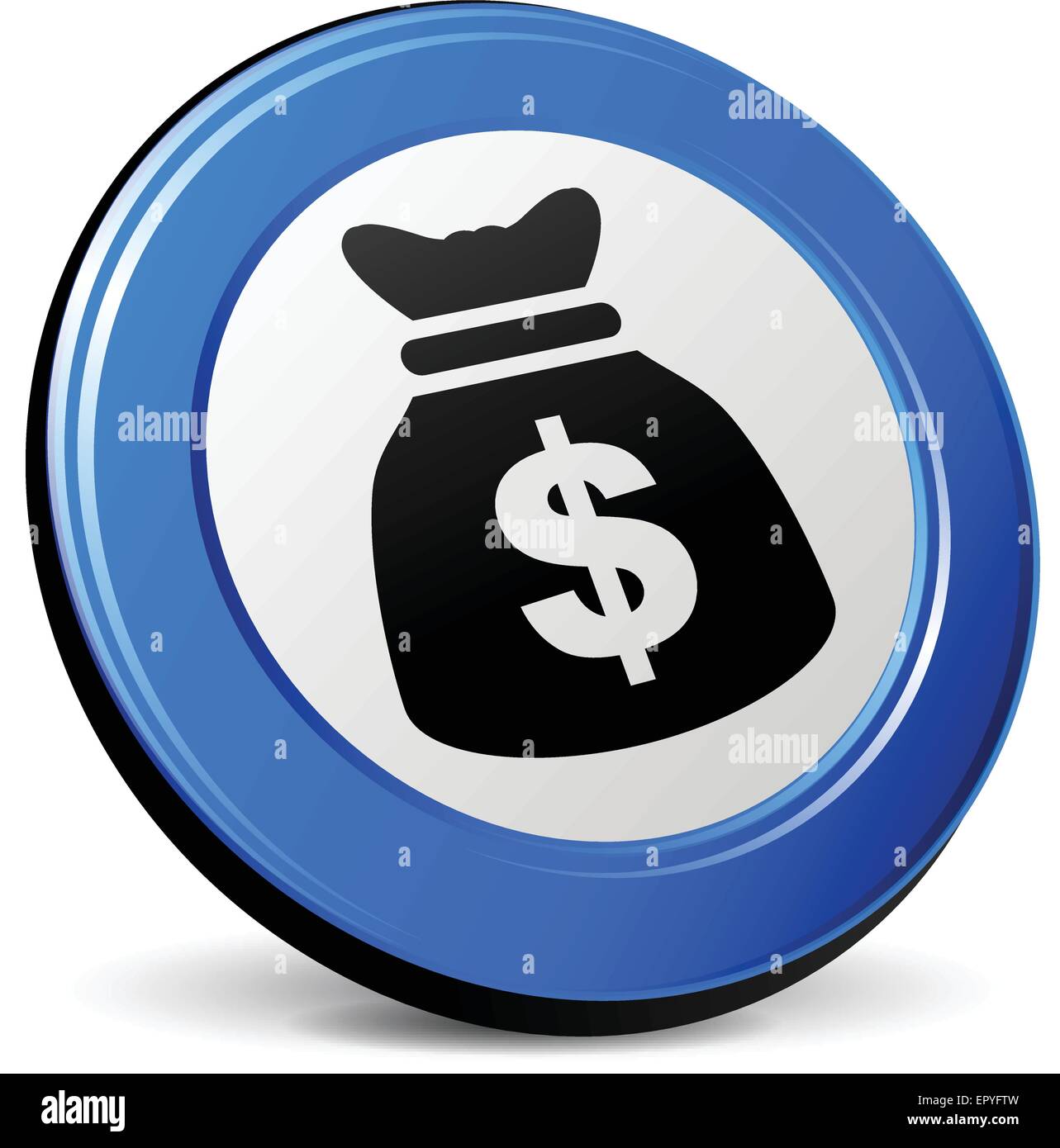 illustration of dollar bag 3d blue icon Stock Vector