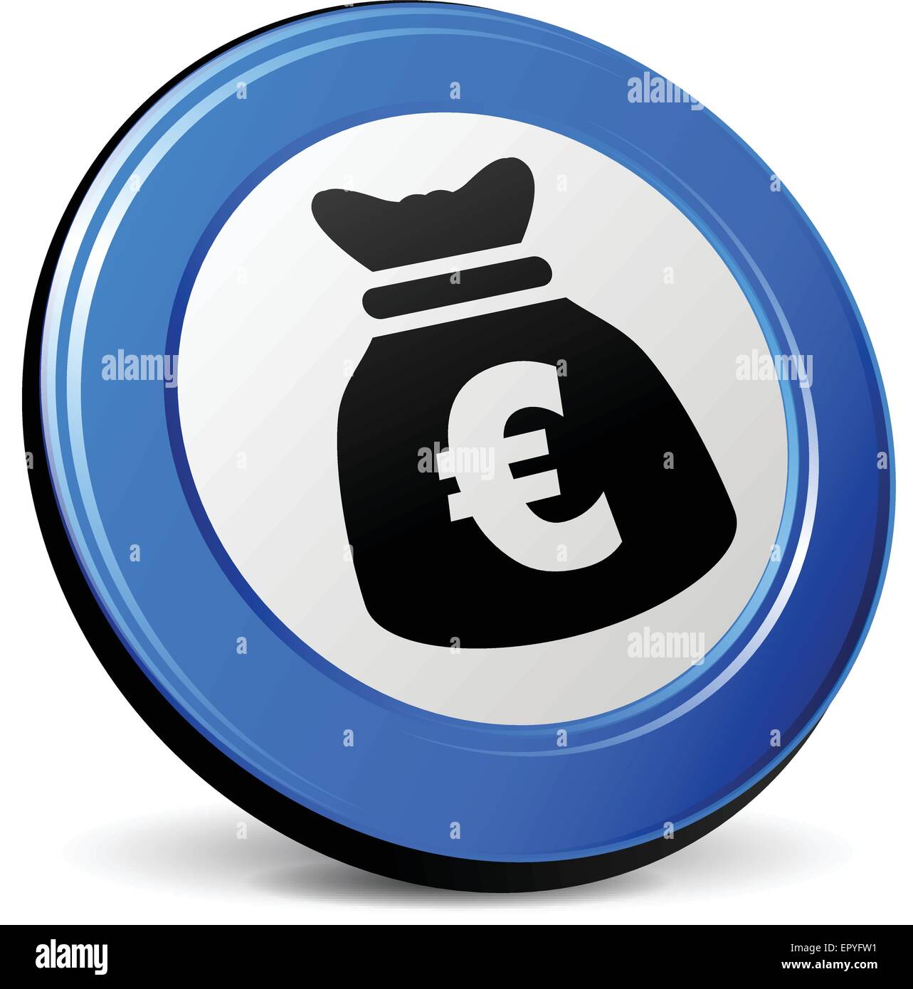 illustration of euro bag 3d blue icon Stock Vector