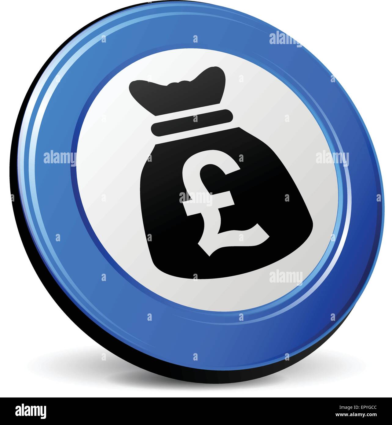 illustration of pound bag 3d blue icon Stock Vector