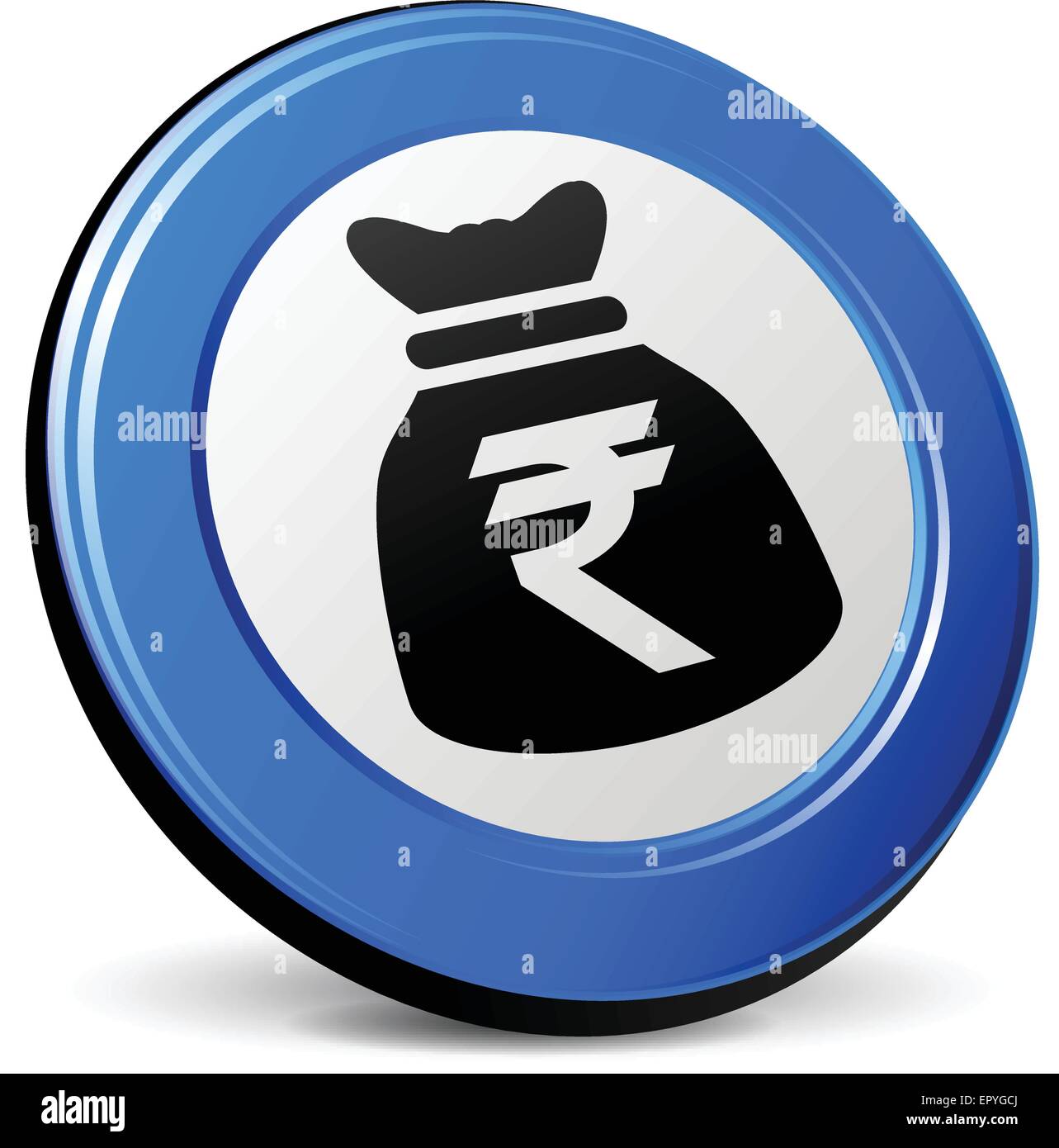 illustration of rupee bag 3d blue icon Stock Vector