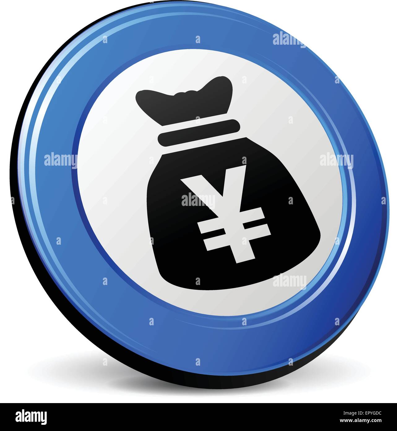 illustration of yen bag 3d blue icon Stock Vector