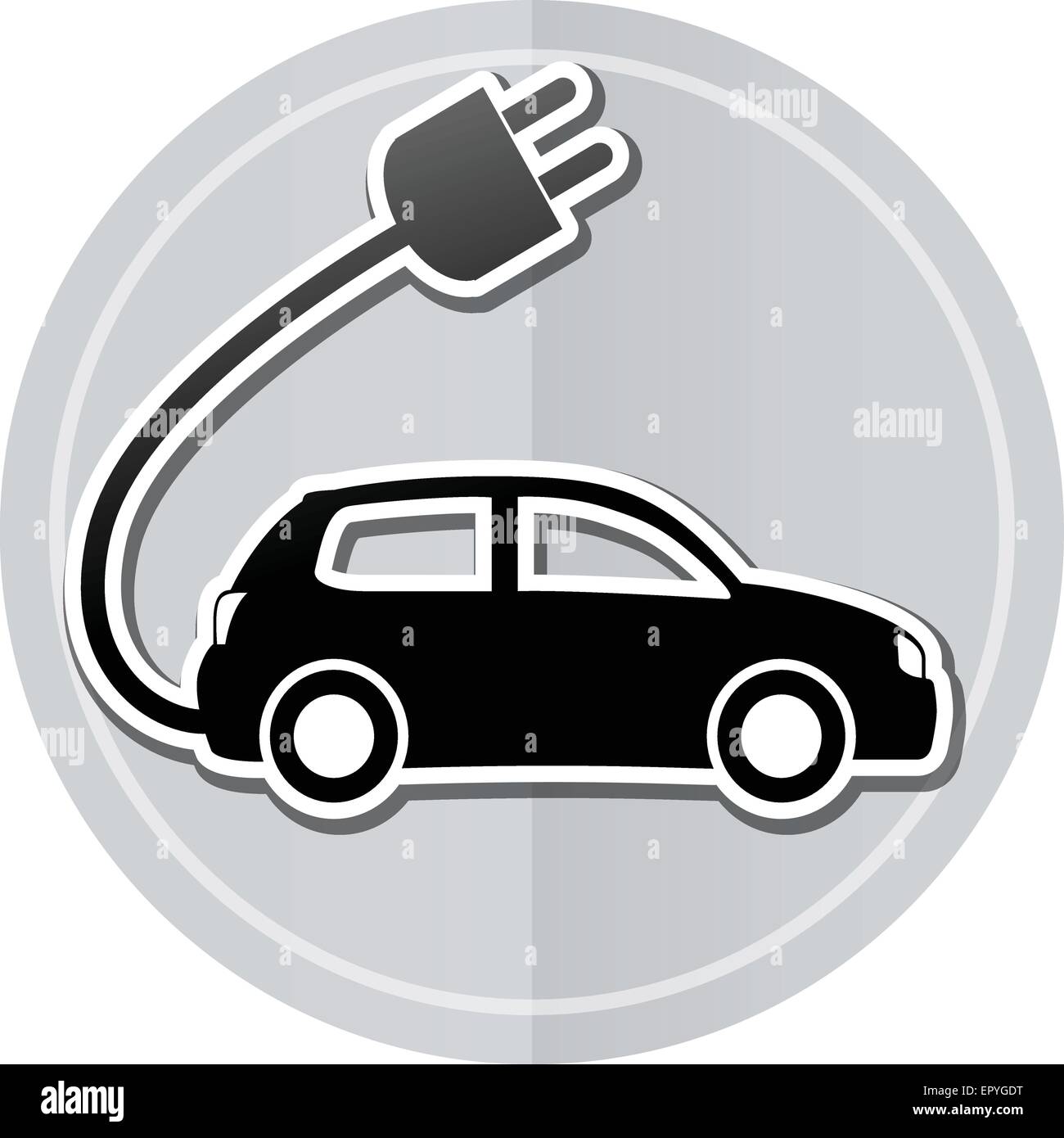 Illustration of electric car sticker icon simple design Stock Vector
